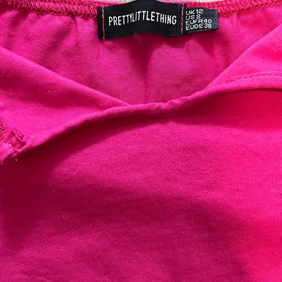 Prettylittlething Fuchsia Jersey V Front Short Sleeve Bodysuit size 8 - Picture 6 of 10